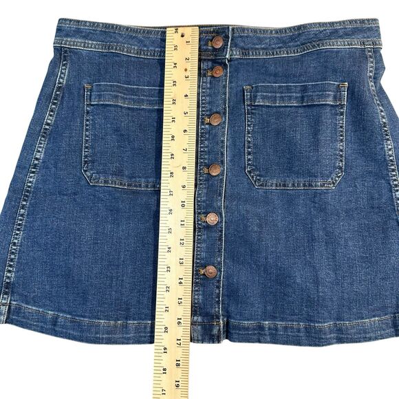 Madewell Denim Skirt Womens Size 14 Blue Jean Button Front A-Line Stretch NEW - Picture 8 of 12